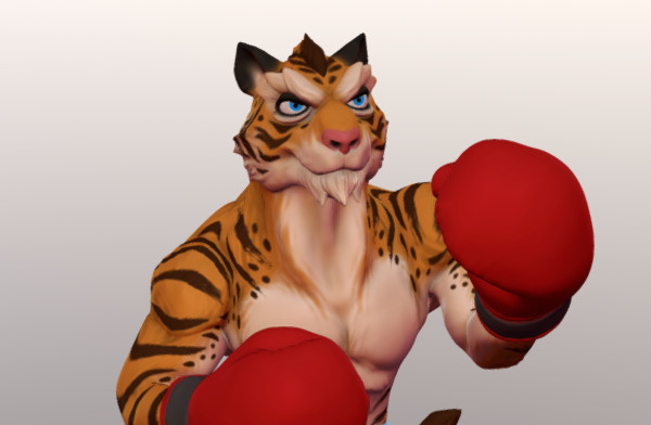 老虎拳击手雕像zbrush制作，fbx格式插图2