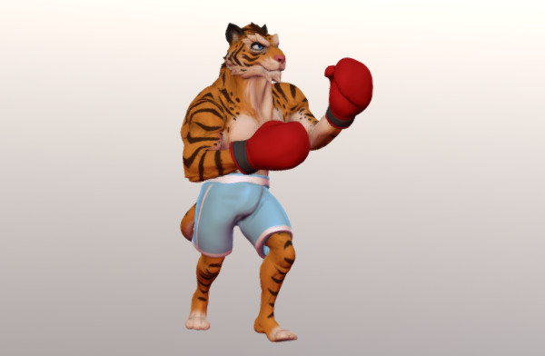 老虎拳击手雕像zbrush制作，fbx格式插图