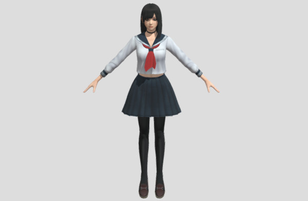 校服女孩-有两套服装Miu Hinasaki 3D Model插图2