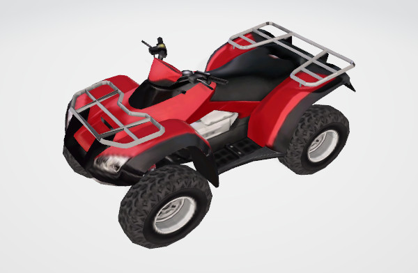 红色沙滩摩托车3d模型插图