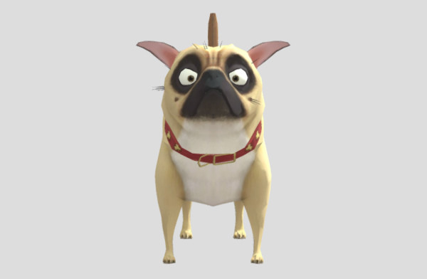 可爱的斗牛犬宠物狗3d模型插图1