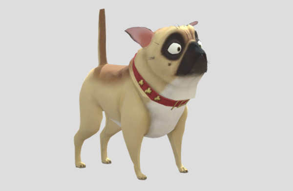 可爱的斗牛犬宠物狗3d模型插图