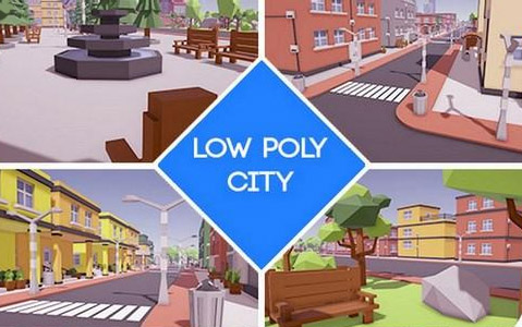 低多边形城市建筑道具unity3D模型插图