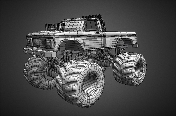 老式怪物卡车沙滩车越野车3d模型插图