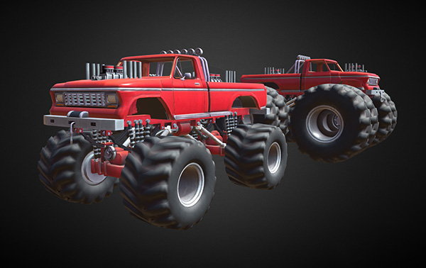 怪物卡车游戏-盗贼大脚怪皮卡卡车3d模型插图1