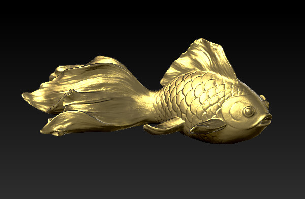 金鱼雕像OBJ模型插图