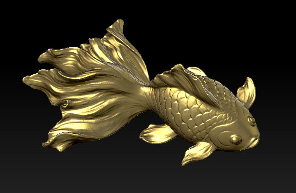 金鱼雕像OBJ模型插图1