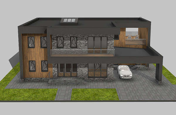 现代简约风两层别墅房子fbx模型插图2