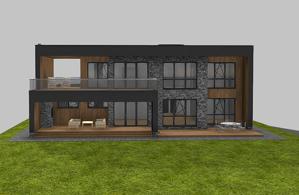 现代简约风两层别墅房子fbx模型插图