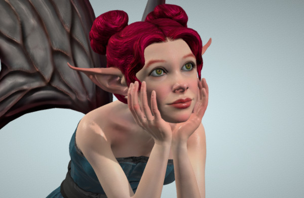 爱丽丝梦游仙境-蘑菇上的女精灵仙女3d模型插图1