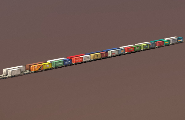 铁路运输集装箱货车包3d模型插图1