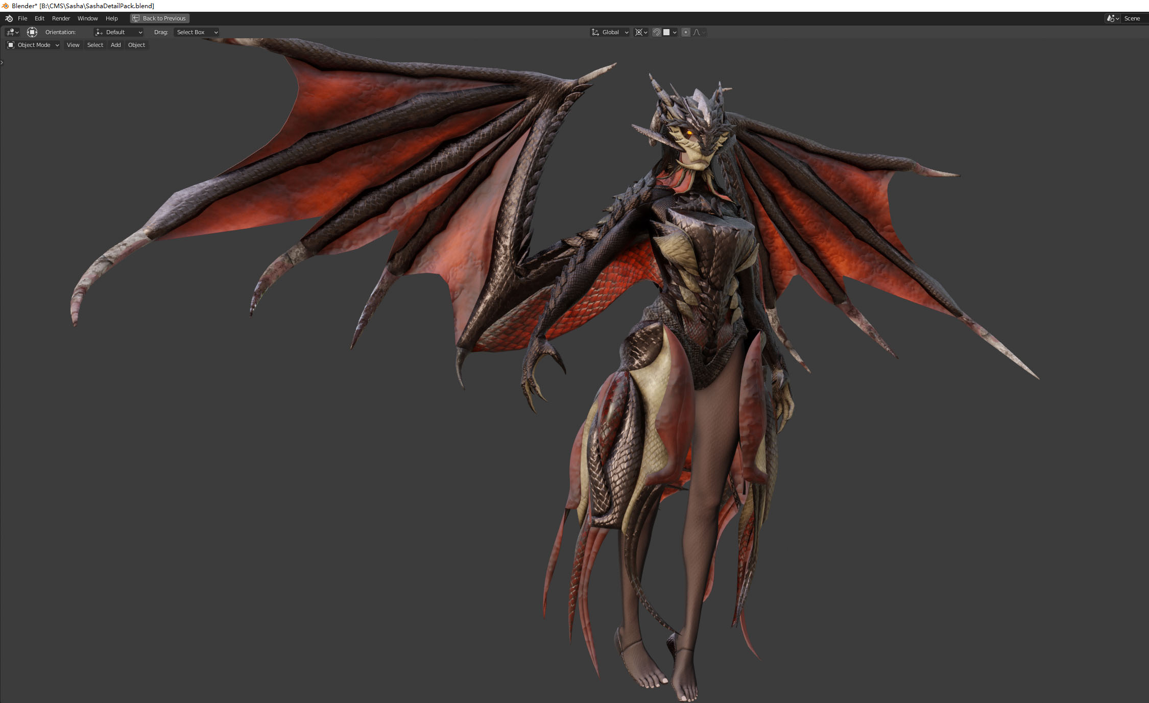 SRPG项目人龙设计Sasha (Demi Dragon) 半身龙半身人3d模型插图