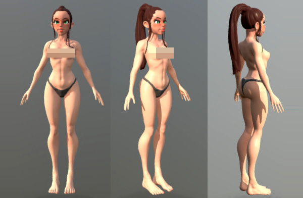 漂亮的女孩人体雕像3d模型插图