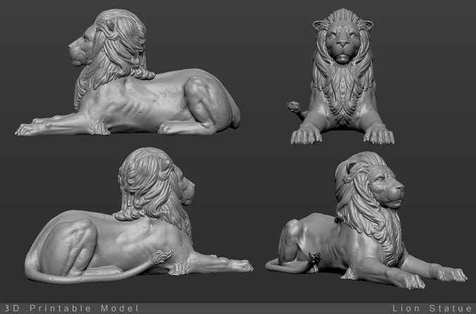 狮子雕像3D打印模型插图