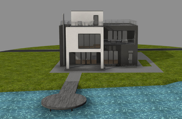 现代简约风格别墅建筑3d模型插图2