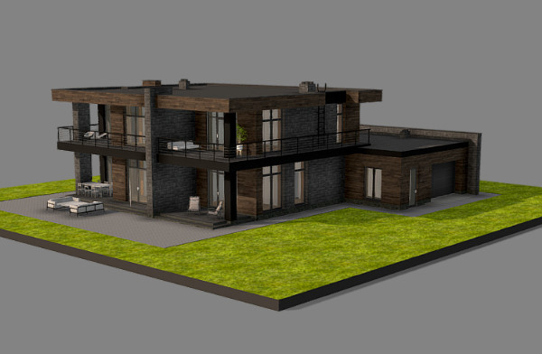 现代简约风格欧式别墅建筑3d模型02插图2