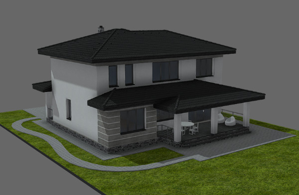 住宅建筑乡村别建筑设计3d模型插图1