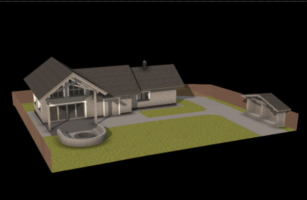 带围墙的别墅建筑设计3d模型插图2