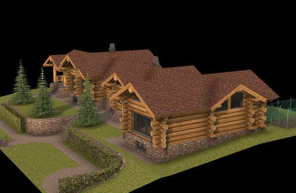 木房子结构建筑3d模型插图