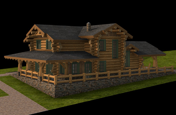 俄罗斯木房子结构建筑住宅3d模型插图