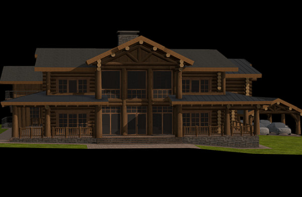 中式复古木屋建筑酒店3d模型插图1