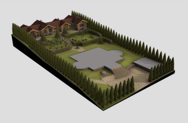带院子的农家乐农村木屋房子3d模型插图1