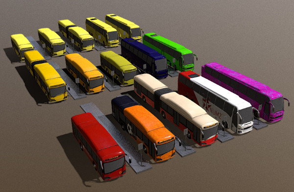 公共汽车3d模型素材包下载插图