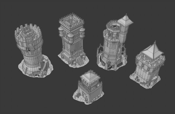 中世纪古城堡建筑部件3d模型插图1