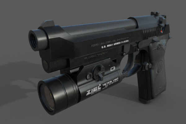 M9A1黑色加手电筒次世代3d模型插图1