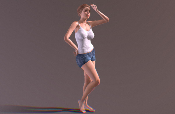 手挡太阳的夏装女孩写实人物3d模型插图1