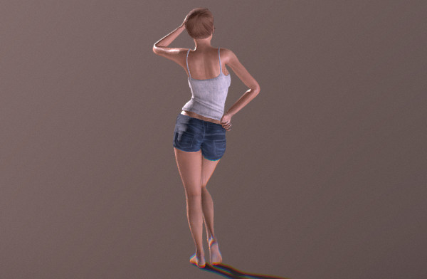 手挡太阳的夏装女孩写实人物3d模型插图2