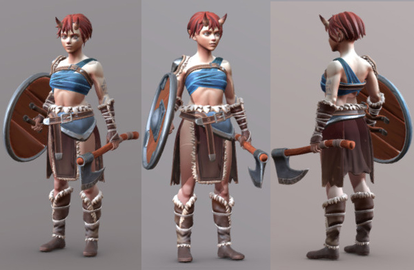 野蛮人维京人女战士3d模型插图1