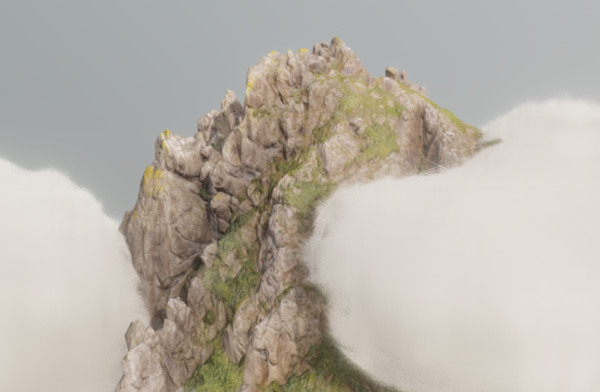 云中的高山山峰自然场景3d模型插图