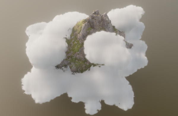 云中的高山山峰自然场景3d模型插图1