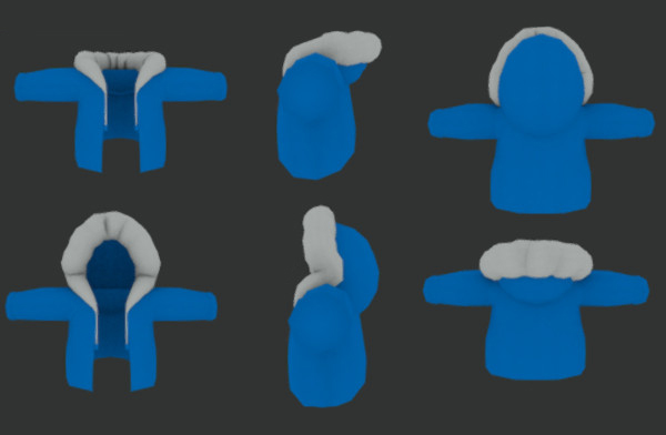 蓝色连帽衫儿童卫衣blender模型，有骨骼插图