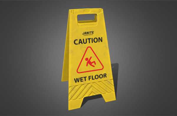 地面湿滑提醒地板标志3d模型插图