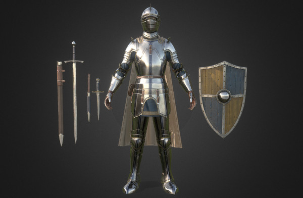 中世纪盔甲套装3d模型插图