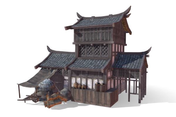 古建筑、木屋建筑、中式建筑OBJ模型插图