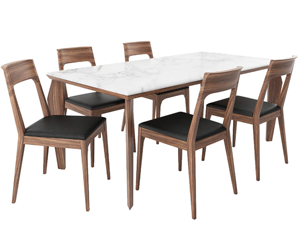 餐桌和侧椅家具组合3d模型插图