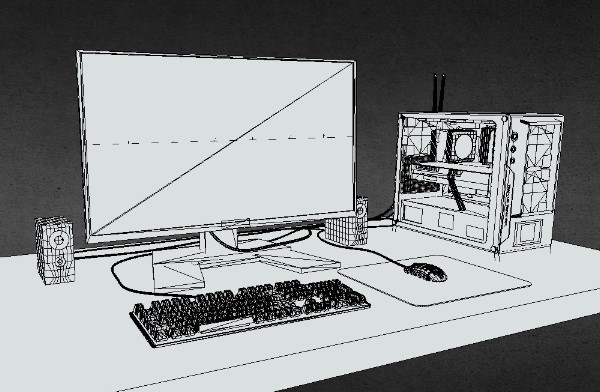 游戏台式电脑PC机3d模型插图1