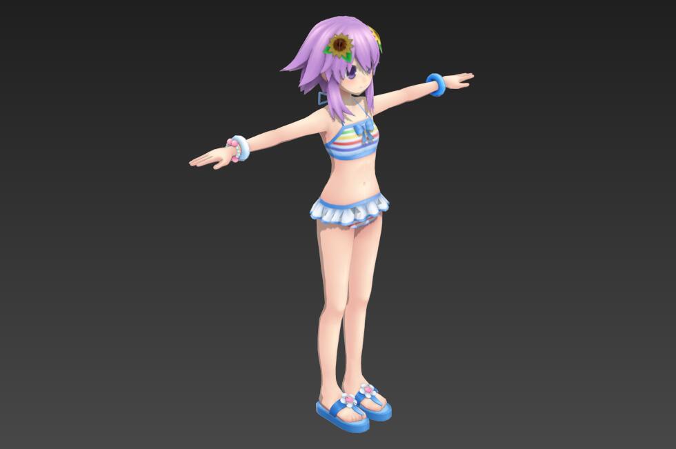 海王星ネプテューヌNeptune夏季泳装小女孩3d模型插图