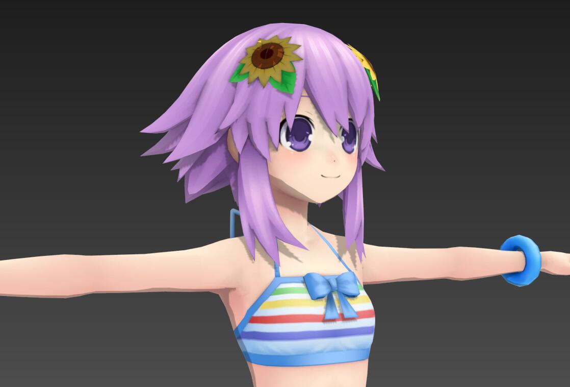 海王星ネプテューヌNeptune夏季泳装小女孩3d模型插图2