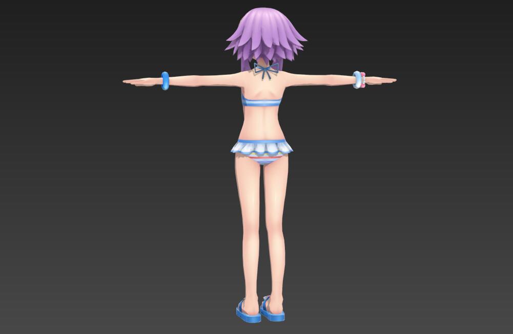 海王星ネプテューヌNeptune夏季泳装小女孩3d模型插图1