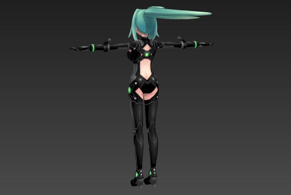 海王星ネプテューヌ科幻女战士性感女孩GreenHeart 模型插图1