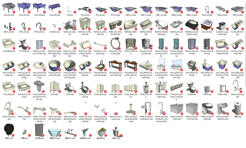 一套卫浴产品SketchUp模型合集（104个）插图