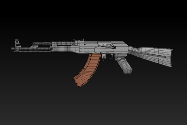 Ak-47步枪OBJ模型插图1