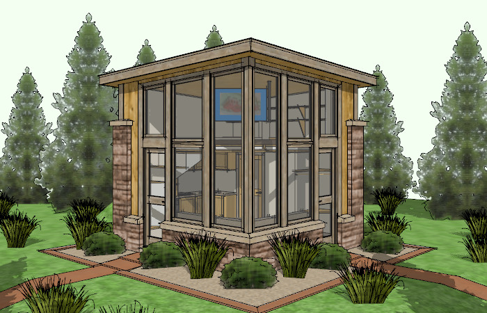 精致现代山地小型别墅设计方案sketchup模型插图