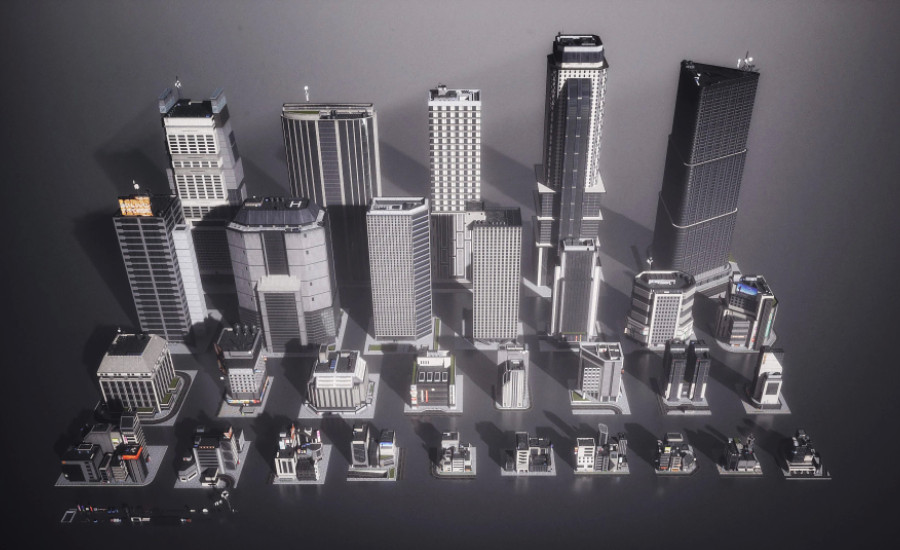 K038新东京建筑城市高楼大厦建筑3d模型Kitbash3D – Neo Tokyo 2插图