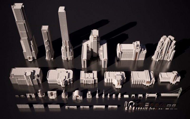 K010欧美建筑景观装饰艺术景观3D模型合集KitBash3D-Art Deco插图