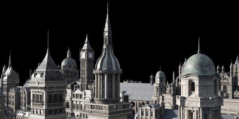 K024维多利亚时代中世纪欧美建筑景观3D模型合集 Kitbash3D – Victorian插图3